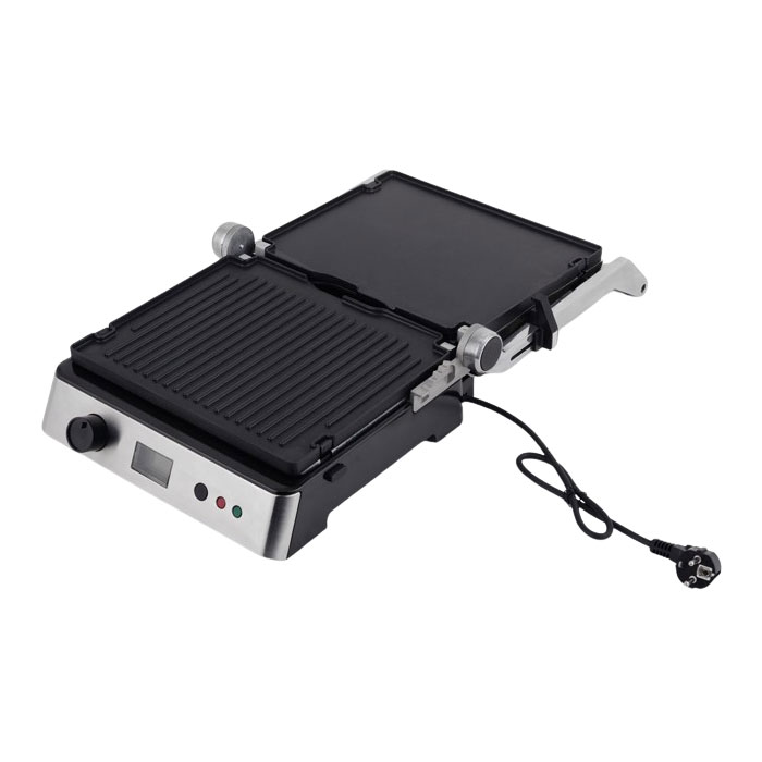 ¿Qué estándares de materiales aptos para uso alimentario deben cumplir los componentes de una parrilla de contacto eléctrica?